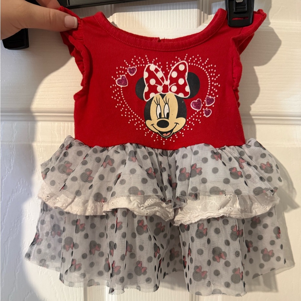 Disney Baby Minnie Mouse girls 6-9months Red  dress outfit skirt